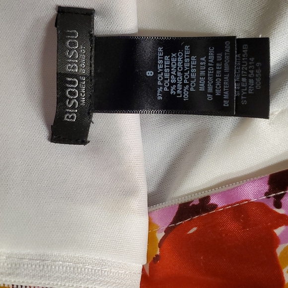 BISOU BISOU MICHELE BOHBOT RUCHED  tiered MULTICOLOR PRINT SLEEVELESS - Picture 4 of 4